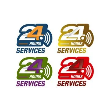 24 hours service sign vector icon day night services button symbol Stock Illustration