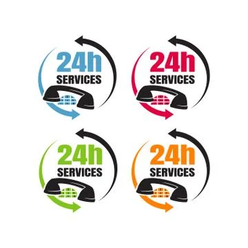 24 hours service sign vector icon day night services button symbol Stock Illustration
