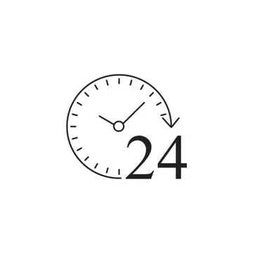 24 hours solid icon, customer service, support Illustrazione stock