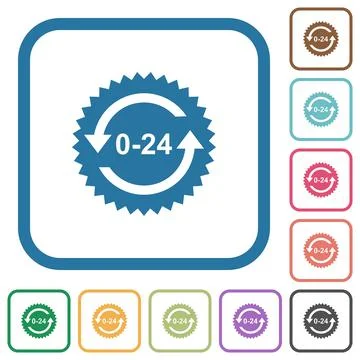 24 hours sticker with arrows simple icons 스톡 일러스트