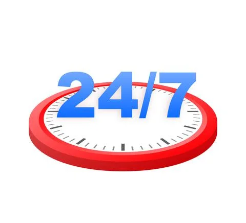 24 hours support in abstract style on white background. Customer service. Onl 库存插图