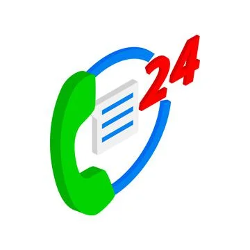 24 hours support icon, isometric 3d style Stock Illustration
