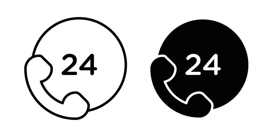 24 Hours Support icon vector symbol in black filled and stroke style Stock Illustration