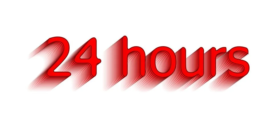 24 hours. Surround the phrase in the text figure. round the clock work. Vecto Stock Illustration