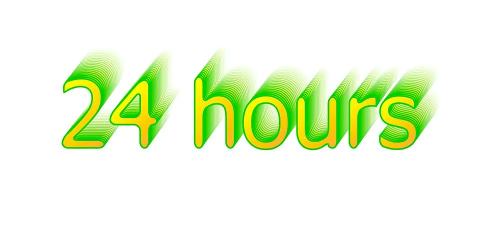 24 hours. Surround the phrase in the text figure. round the clock work Stock Illustration