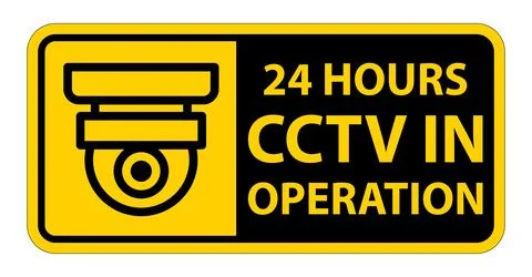 24 Hours Surveillance Camera Sign for Security and Safety Awareness Stock Illustration
