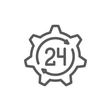 24 hours technical service, support time line icon. Stock Illustration