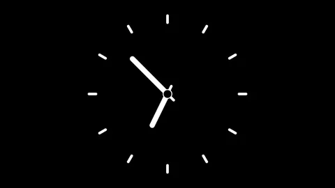 24 hours time clock face animation on black background. Loop animation Video stock 315231933