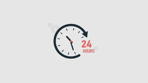 24 Hours Time Concept Animation Video - Transparent Stock Footage 306711764