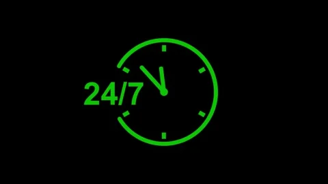 24 hours timer clock icon animation.24 hours 7 days clock timer icon . Stock Footage 312184677