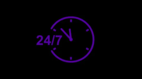 24 hours timer clock icon animation.24 hours 7 days clock timer icon . Stock Footage 312184686