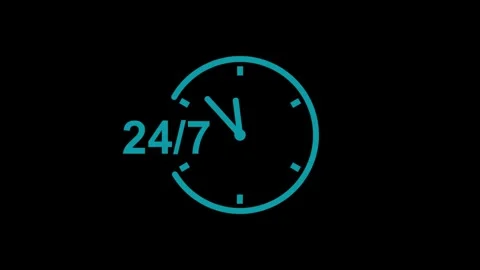 24 hours timer clock icon animation.24 hours 7 days clock timer icon . Stock Footage 312184687