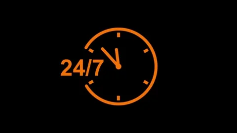 24 hours timer clock icon animation.24 hours 7 days clock timer icon . Stock Footage 312184701