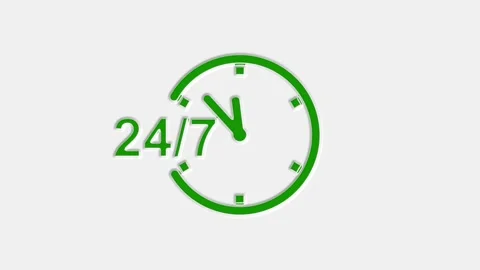 24 hours timer clock icon animation.24 hours 7 days clock timer icon on whi.. Stock Footage 312184702