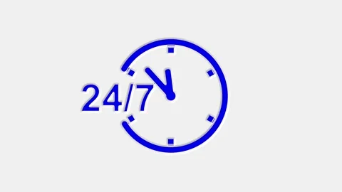 24 hours timer clock icon animation.24 hours 7 days clock timer icon on whi.. Stock Footage 312184710