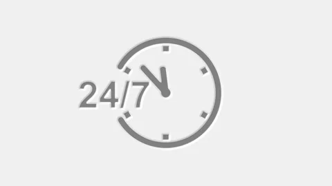 24 hours timer clock icon animation.24 hours 7 days clock timer icon on whi.. Stock Footage 312873032