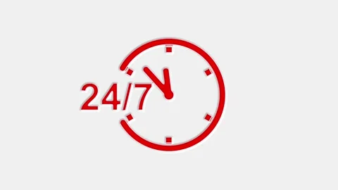 24 hours timer clock icon animation.24 hours 7 days clock timer icon on whi.. Stock Footage 312873034