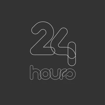 24 hours typography vector lineart Stock Illustration