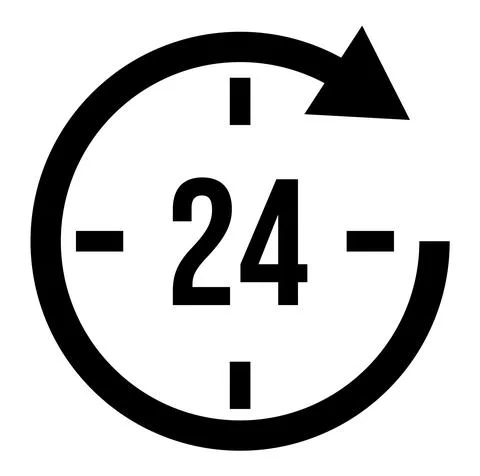 24 hours vector icon isolated on white background Stock Illustration
