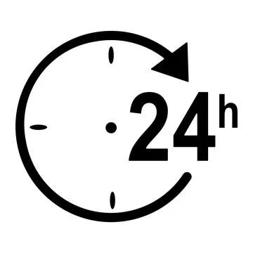 24 hours vector icon isolated on background. Stock Illustration
