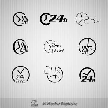 24 hours vector icons Stock Illustration