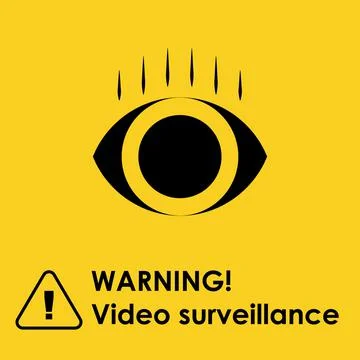 24 hours video surveillance. Vector video surveillance sign with the inscript Stock Illustration
