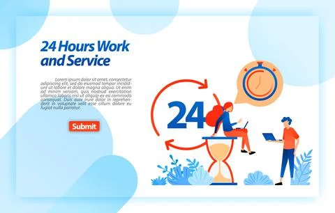 24 hours work customer service to support users in getting better information Stock Illustration