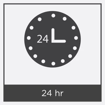 24 hr icon isolated on white background Stock Illustration