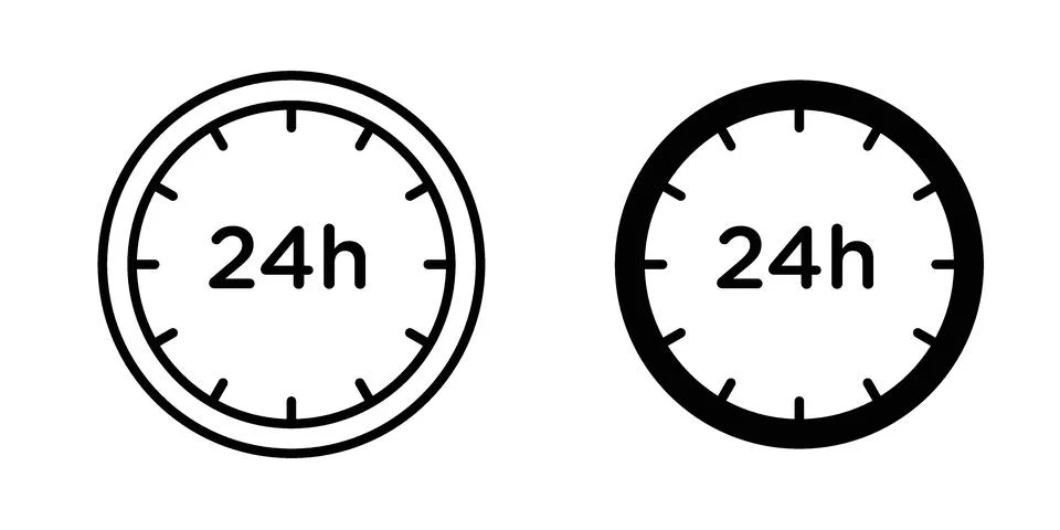 24 Hrs icon for design projects and web UI Stock Illustration