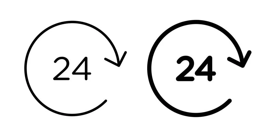 24 Hrs icon vector editable eps10 스톡 일러스트