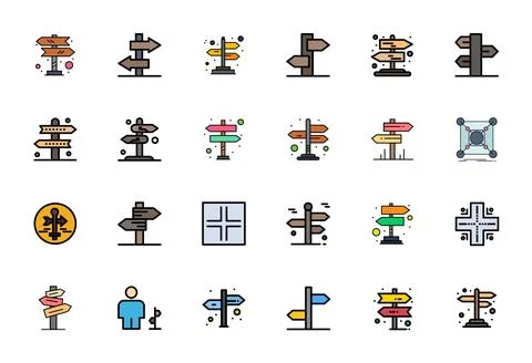 24 Line Filled Pixel Optimized Vector Icons tailored for Crossroads Retina .. Stock Illustration
