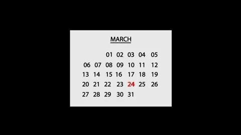 24 March Calendar Date Animated. 24 march Calendar icon. Stock Footage 301770732