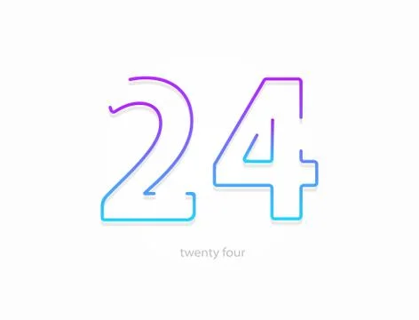24 number, outline stroke gradient font. Trendy, dynamic creative style desig Stock Illustration