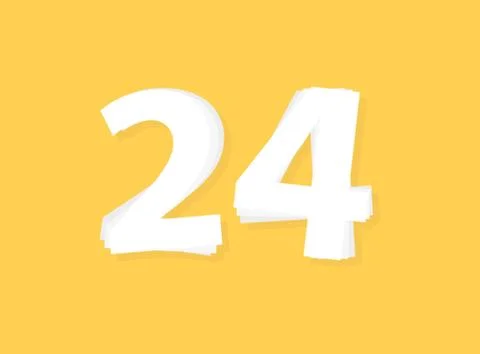 24 Number vector, modern layers design font. Eps10 illustration Illustrazione stock