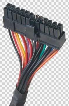 24 pin plug for power up computer motherboard isolated Stock Photos