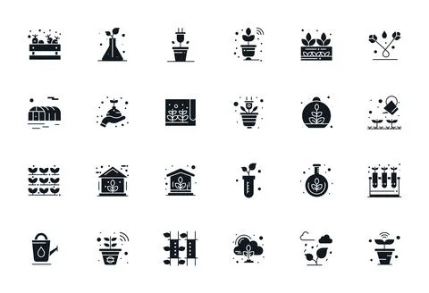 24 Pixel Aligned Filled Vector Icons from Hydroponics Collection Stock Illustration