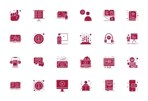 24 Pixel Aligned Vector Icons themed around Tutorial in Retina Ready Filled.. Stock Illustration