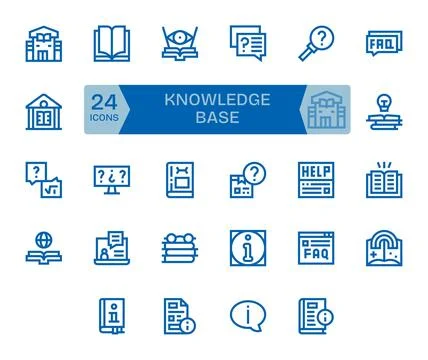 24 Pixel Aligned Vector Icons themed around Knowledge Base in 256x256 Bold .. Stock Illustration