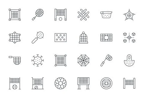 24 Pixel Optimized High Resolution Vector Icons for Mesh in elegant Thin Li.. Stock Illustration