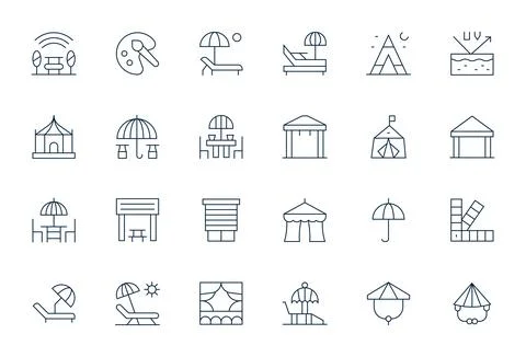 24 Pixel Optimized Thin Line Vector Icons designed for Shade Interface 库存插图
