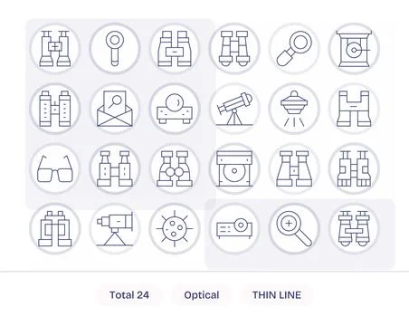 24 Pixel Optimized Thin Line Vector Icons designed for Optical Interface Stock Illustration