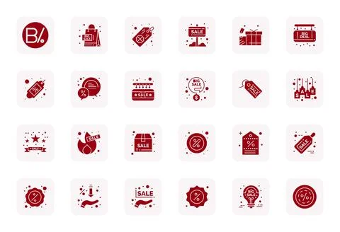 24 Pixel Optimized Vector Icons themed around Clearance Sale in 256x256 Fil.. Stock Illustration