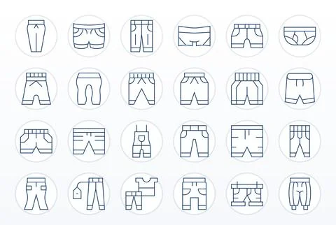 24 PIXEL Perfect Thin Line Vector Icons designed for Shorts Interface Stock Illustration