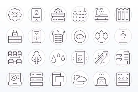 24 PIXEL Perfect Thin Line Vector Icons designed for Cloud Interface Stock Illustration