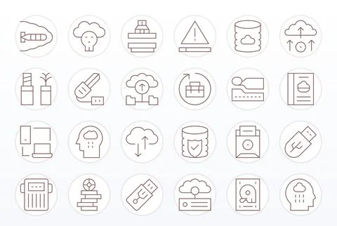 24 PIXEL Perfect Thin Line Vector Icons designed for Data Backup Interface 스톡 일러스트