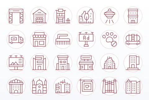 24 PIXEL Perfect Thin Line Vector Icons designed for Commercial Interface Illustration