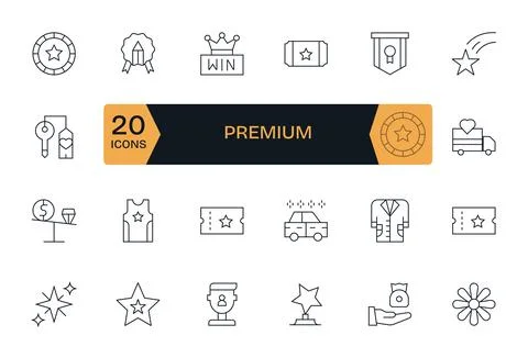 24 Premium Pixel Optimized Vector Icons in 256x256 Thin Line Aesthetic Stock Illustration