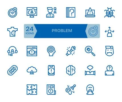 24 Problem Detail Enhanced Vector Icons in Retina Ready Bold Line Aesthetic 스톡 일러스트
