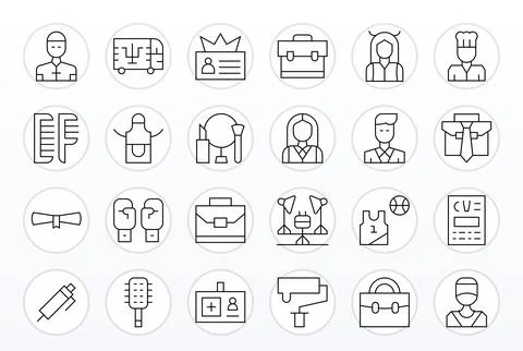 24 Professional Display Perfect Vector Icons in 256x256 Thin Line Aesthetic Stock Illustration