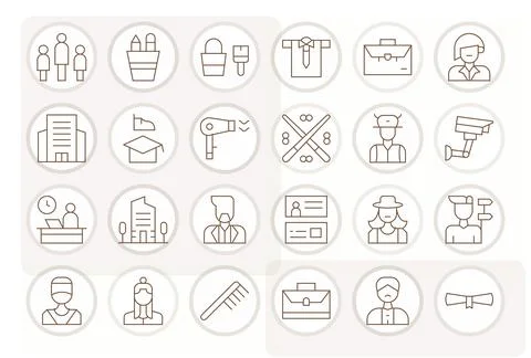 24 Professional Editable Vector Icons in 128x128 Thin Line Aesthetic 스톡 일러스트